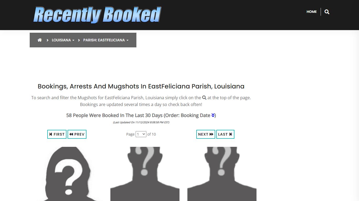 Bookings, Arrests and Mugshots in EastFeliciana Parish, Louisiana